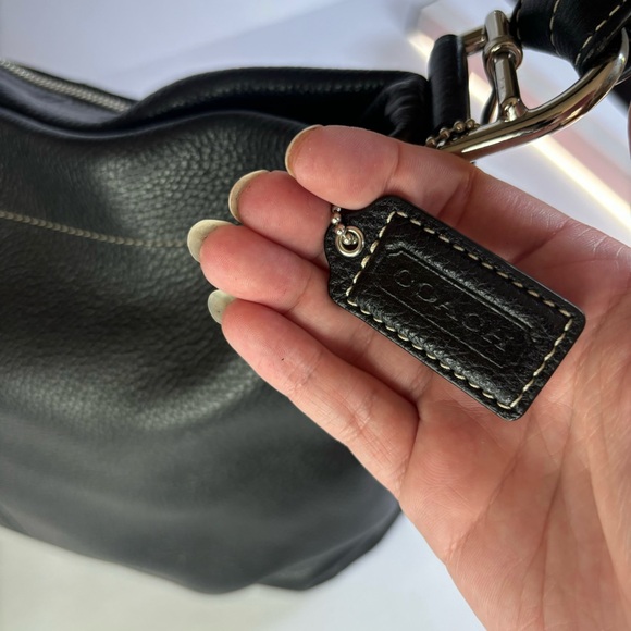 Coach Black Pleated Pebbled Leather Shoulder Bag with Silver Hardware - Picture 5 of 9